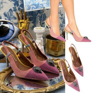 🆕 KURT GEIGER LONDON 🧿 NWOB Belgravia Crystal Embellished Slingback, Sz 36 US6